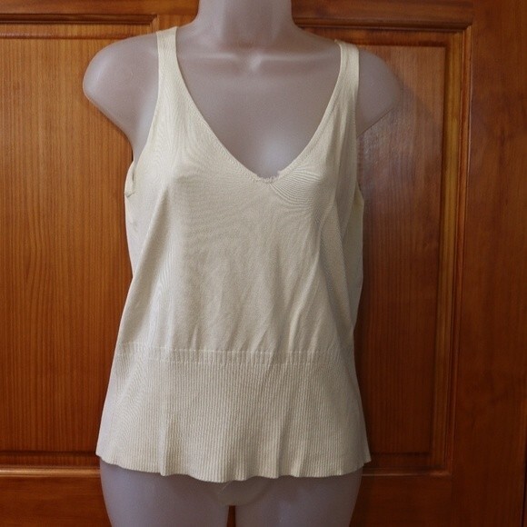 Mark Shale Cream Silk-Linen Cardigan Set ML Feminine Delicate 2-Piece - Picture 11 of 13